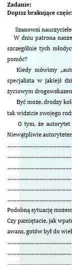 REDAGUJЕMY PRZEMÓWIENIE. KROK CZWARTY. PRZEMOWIENIE DO UZUPEŁNIENIA. AUTORYTETY