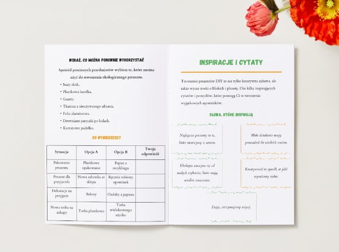 Przewodnik dydaktyczny. Plan lekcji. Ekologiczne prezenty. Pomysły na rękodzieło. Nauka planowania budżetu. Świadomość ekologiczna.