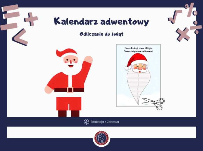 Kalendarz adwentowy: Odliczanie do Świąt | Broda Mikołaja | Plakat A2, A3, A4