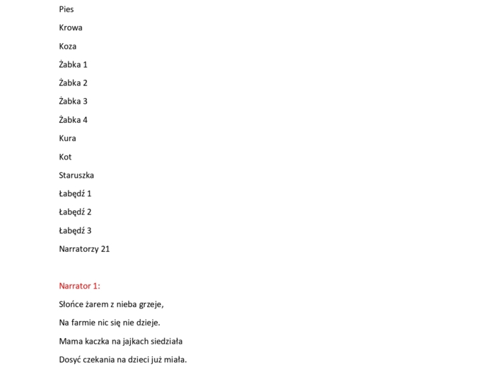 Scenariusz przedstawienia Brzydkie Kaczątko