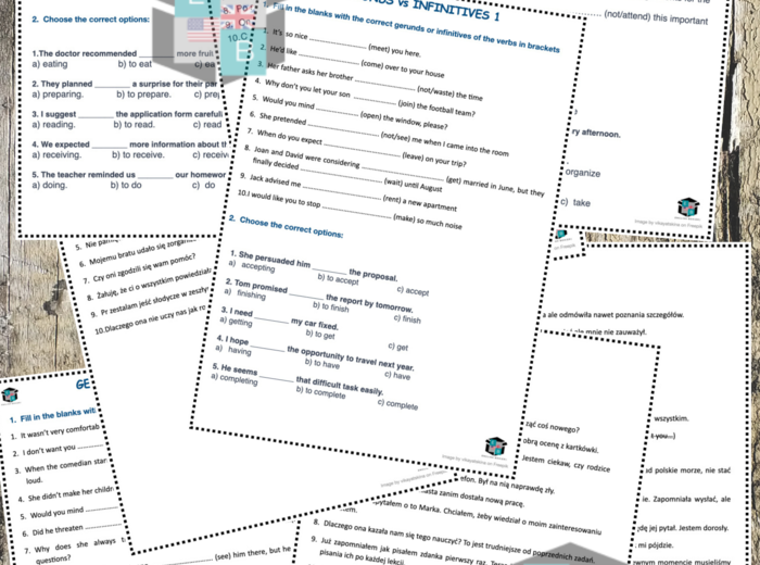 GERUNDS & INFINITIVES 5 kart pracy