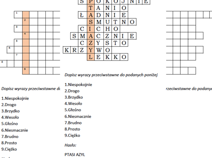 Logogryf dla klasy II do tematu o schronisku zwierząt