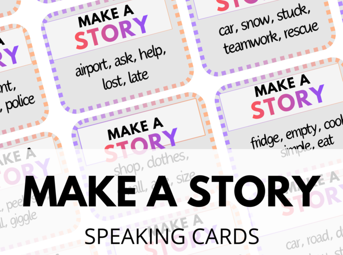 MAKE A STORY - 120 Speaking Cards - zestaw - układanie historyjki po angielsku - vocabulary - słownictwo - gra językowa - mówienie - kreatywne pisanie - A2 - B1 - B2