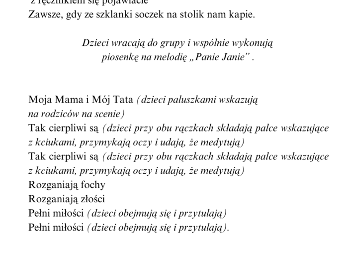 Mama i Tata- superbohaterowie; scenariusz przedstawienia dla grup przedszkolnych