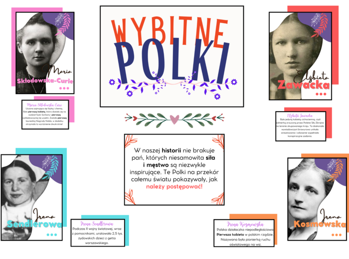 GAZETKA ŚCIENNA - "WYBITNE POLKI" IDEALNA NA DZIEŃ KOBIET. MOŻLIWOŚĆ WŁASNEJ ARANŻACJI