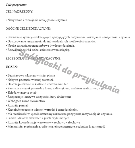 Innowacja pedagogiczna Spółgłoski do przytulania