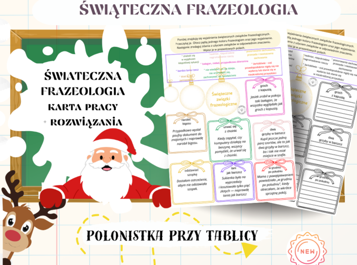 Karta pracy świąteczna frazeologia święta świąteczne frazeologizmy propozycja rozwiązań