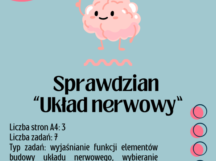 Sprawdzian z biologii – Układ nerwowy | Klasa 7 | NOWA PODSTAWA PROGRAMOWA