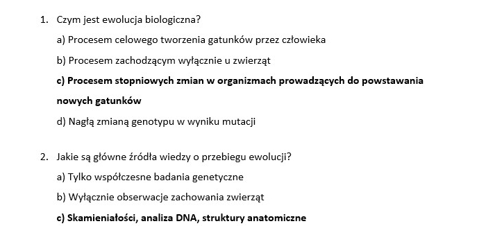 Test- ewolucja życia