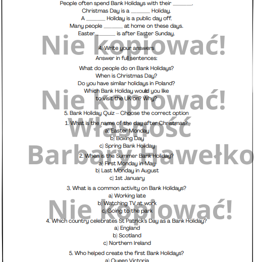 Bank Holidays in the UK