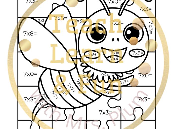 🐝Kolorowa matematyka - Mnożenie ×7 z pracowitą pszczółką