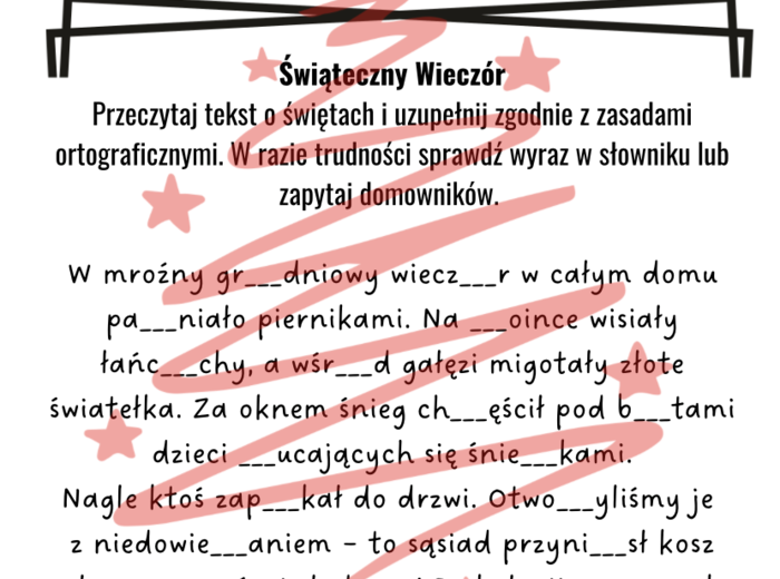 KALENDARZ ADWENTOWY - zimowe zadania POLONISTYCZNE dla klasy IV!
