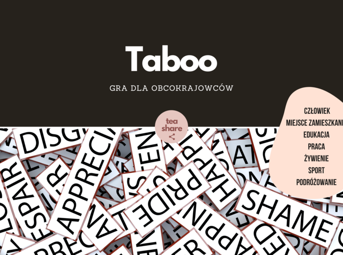 TABOO po polsku! (🎲człowiek 🎲miejsce zamieszkania 🎲edukacja 🎲praca 🎲żywienie 🎲sport 🎲podróżowanie i turystyka)