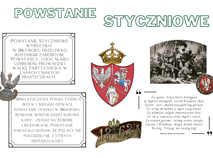 POWSTANIE STYCZNIOWE - GAZETKA HISTORYCZNA/SZKOLNA/OZDOBA - MOŻLIWOŚĆ WŁASNEJ ARANŻACJI/dodatkowe elementy