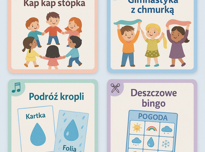 Deszczowe inspiracje – 50 pomysłów na zabawy w szkole i domu