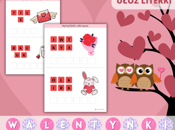 Walentynki Zestaw zadań. Puzzle. Szlaczki. Obliczenia. Labirynty. Girlanda