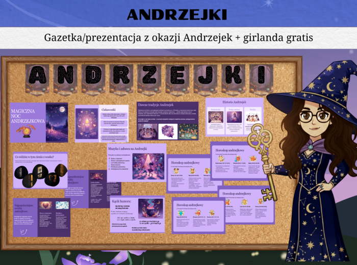 Andrzejki - Gazetka Andrzejkowa + girlanda