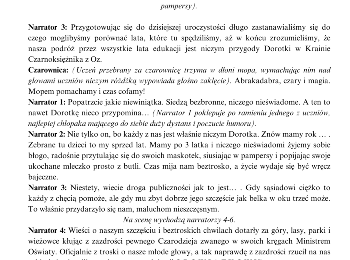 Czarnoksiężnik z Krainy Oświaty- scenariusz pożegnania absolwentów szkoły podstawowej/ ponadpodstawowej