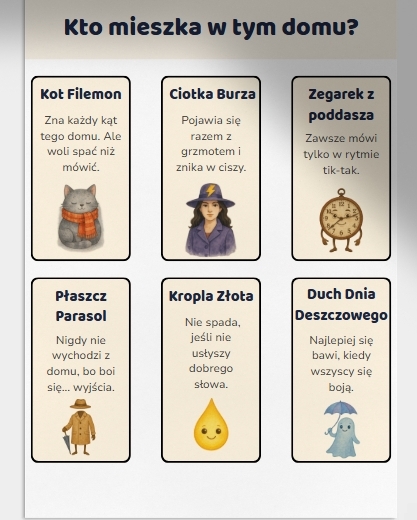 Zabawa w odgrywanie ról: Dom podczas deszczu.