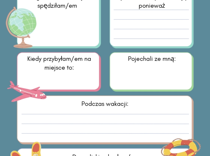 KARTA ZADAŃ 16 - JAK SPĘDZIŁEM/AM WAKACJE