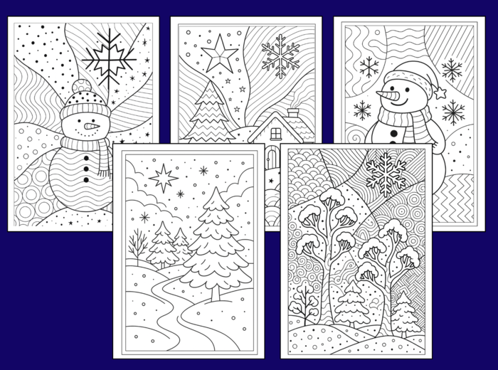 ❄️🎄Zimowe Kolorowanki w Stylu Zentangle – idealne do relaksu i twórczej zabawy! - 36 szt.🎄 - zima