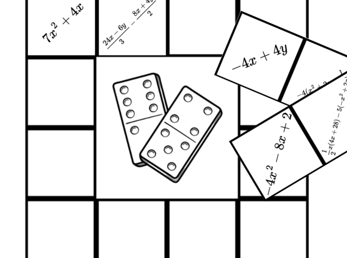 Kwadratowe domino - mnożenie jednomianów przez sumy/wyrażenia algebraiczne