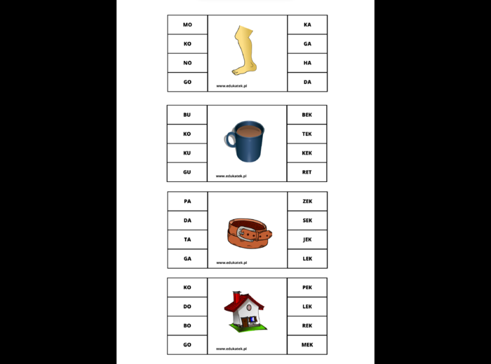 Klamerkowe sylaby- nauka czytania