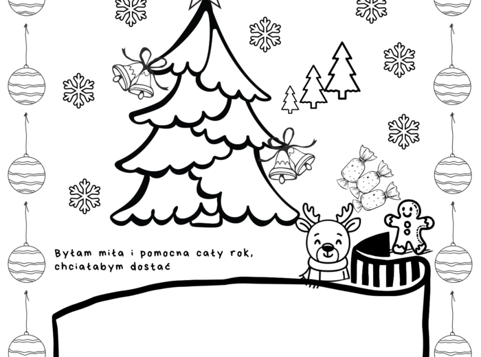 List do Mikołaja – kolorowanka PDF dla dzieci w wieku przedszkolnym