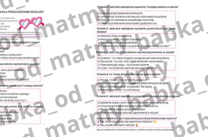 Szkoła przez różowe okulary - zabawna ankieta na zebranie z rodzicami!