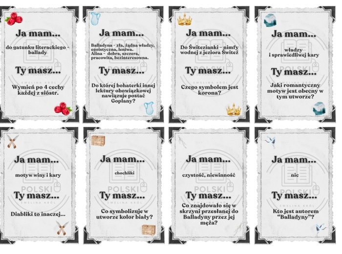 Gra Ja mam - Kto ma "Balladyna" J. Słowackiego + bonus zestaw ikon do lektury