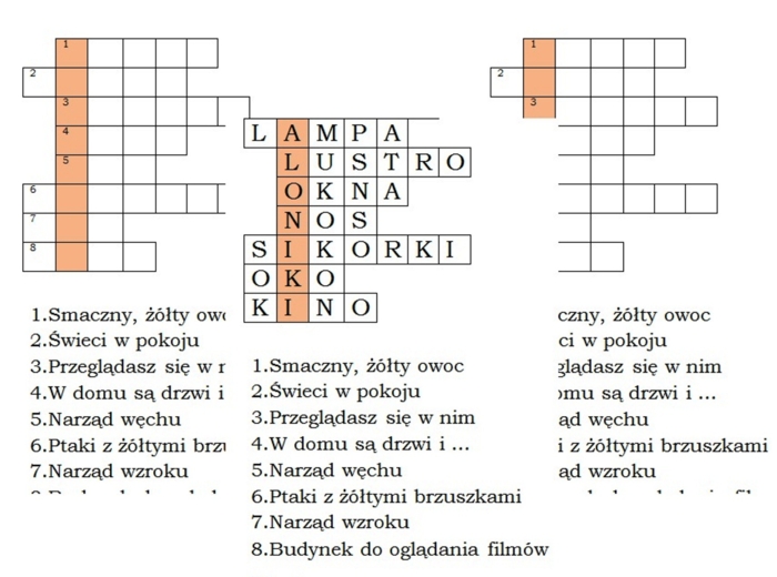 Logogryf dla klasy 1 po wprowadzeniu litery b