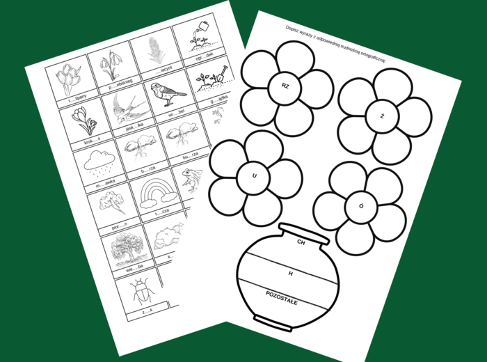 WIOSENNA ORTOGRAFIA - wklejki - karty pracy