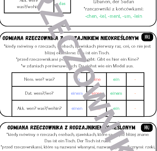 wklejki - rzeczowniki - język niemiecki