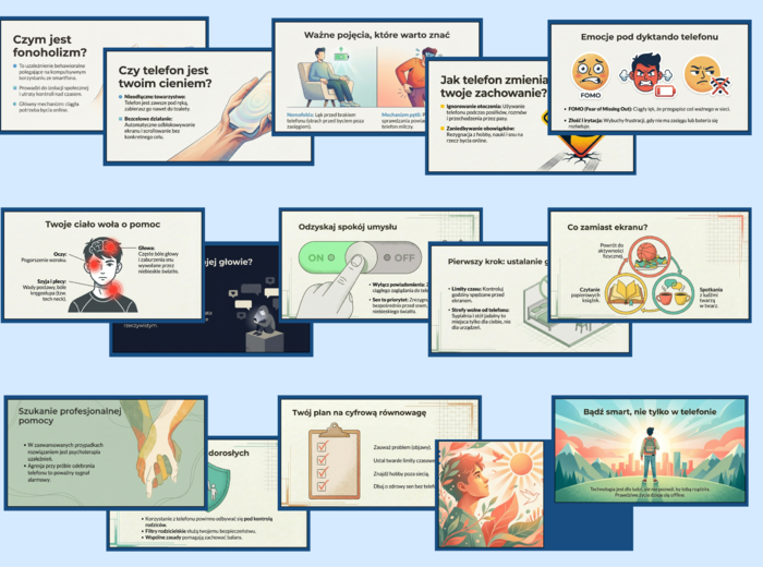 📱 FONOHOLIZM – prezentacja multimedialna (16 slajdów)  Dla klas 4–8 oraz uczniów starszych