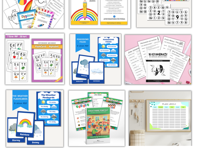 Mega Zestaw Materiałów Dydaktycznych. Przedszkole & klasy 1-3. Ponad 300 stron PDF / 13 zestawów