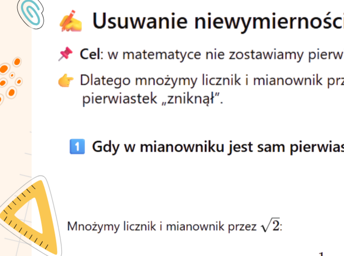 Usuwania niewymierności z mianownika