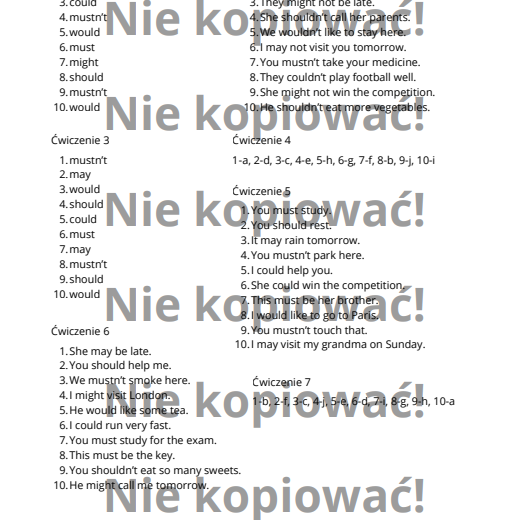 Karta pracy: Modal Verbs w akcji! B1