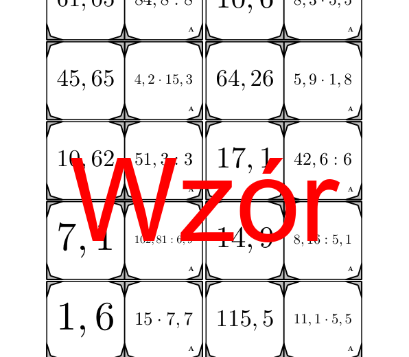 Domino - Mnożenie i dzielenie liczb dziesiętnych | matematyka