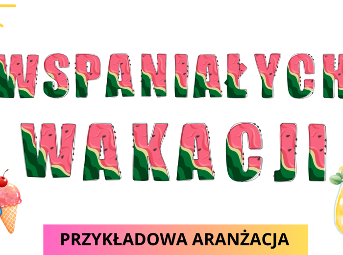 Dekoracja /gazetka WAKACJE / WSPANIAŁYCH WAKACJI/dodatkowe elementy dekoracyjne