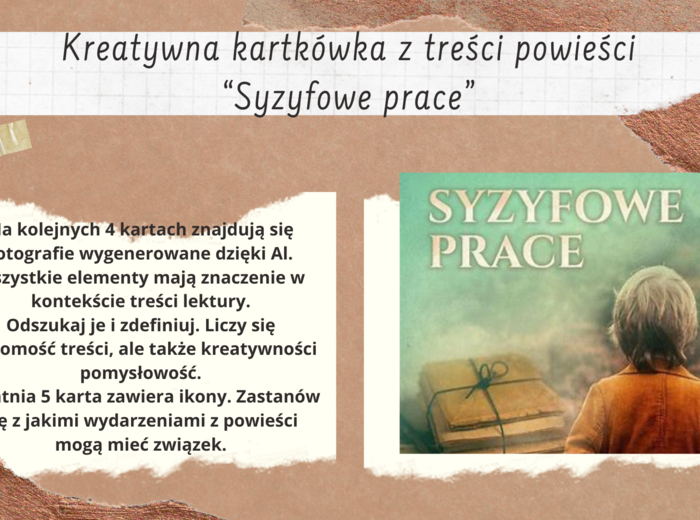 "Syzyfowe prace" kreatywna kartkówka z treści lektury