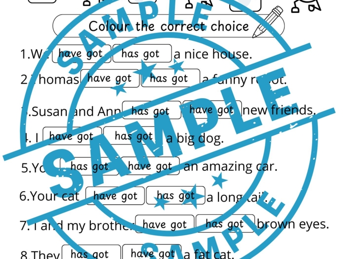 ODMIANA CZASOWNIKA HAVE GOT- Wklejka/karta pracy