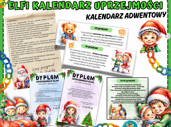 ELFI KALENDARZ UPRZEJMOŚCI - kalendarz adwentowy