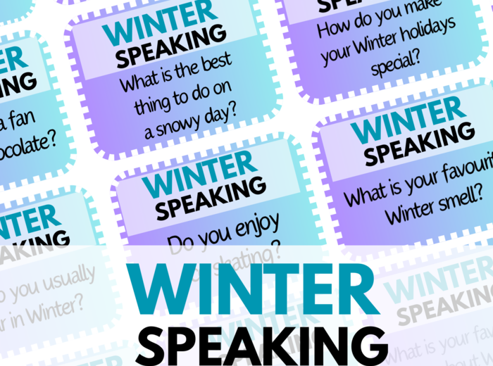 WINTER SPEAKING - zestaw 80 Speaking Cards - mówienie - warm - up - rozgrzewka - ice-breaker - gra językowa - kreatywny angielski - zima - zimowa lekcja -