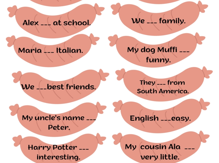 Odmiana czasownika "to Be" - gra do druku oparta o piosenkę "Jelly on a plate"