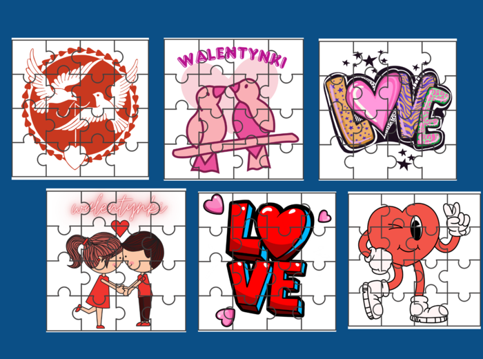 WALENTYNKI - PUZZLE – 16 obrazków