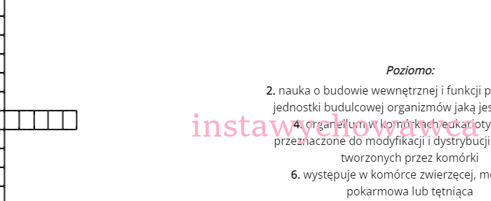 Elementy komórkowe-krzyżówka