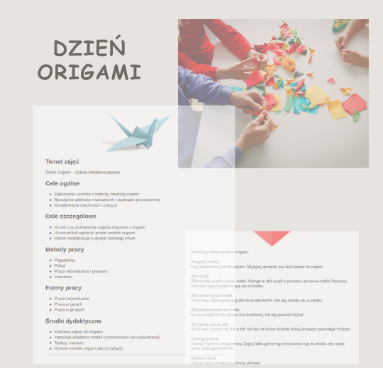 Scenariusz zajęć na Dzień Origami