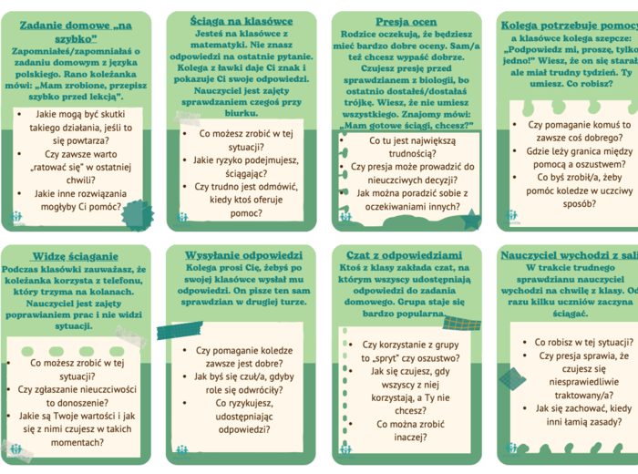 Ściąganie. Karty pracy – Dylematy szkolne