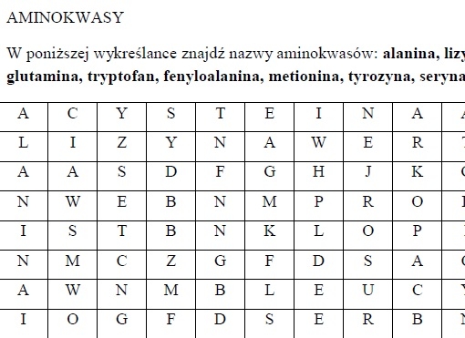 Aminokwasy-wykreślanka