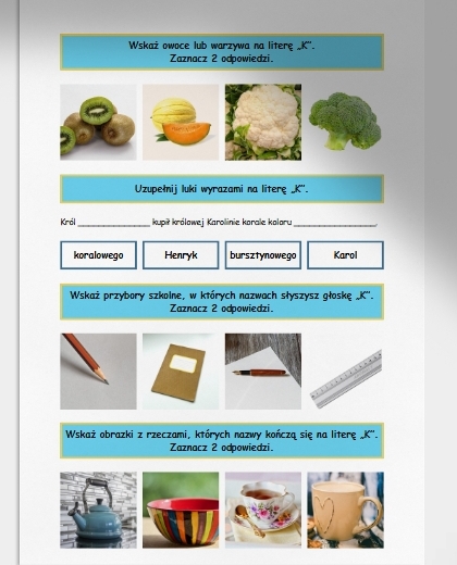 K i k. Karta pracy. Sprawdzian